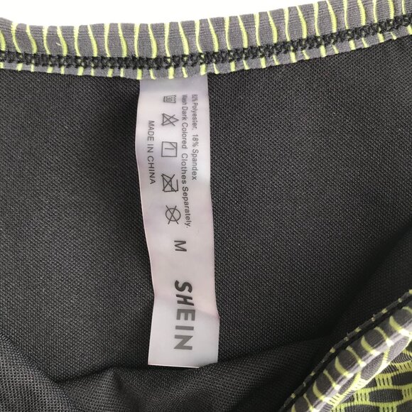 NWOT Shein Neon Green Printed High Waist Brazilian Bikini Swimsuit Bottoms - M - Picture 2 of 4